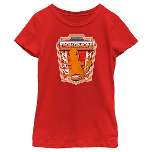 Girl's Pokemon Charmander Metallic Badge T-Shirt - 1 of 4