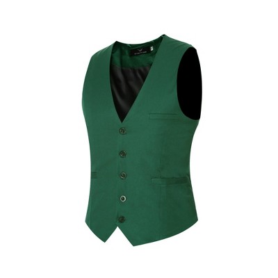 Cloudstyle Mens V-Neck Dress Suit Business Casual Suit Vest Waistcoat 5 Button Slim Fit