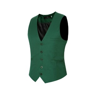 Cloudstyle Mens V-Neck Dress Suit Business Casual Suit Vest Waistcoat 5 Button Slim Fit - 1 of 4