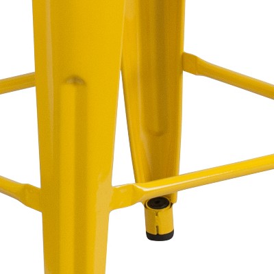 24" Backless Yellow Metal Indoor-Outdoor Counter Stool