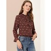 Allegra K Women's Vintage Floral Tie Neck Long Sleeve Ruffled Collar Peasant Blouse - 2 of 4
