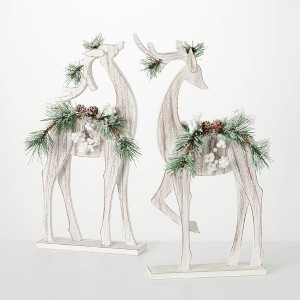 19.75"H and 18.5"H Sullivans Wood Pine Deer Silhouette - Set of 2, Multicolored - 1 of 3