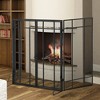 HOMCOM 3-Panel 49.25" W x 31.5" H Metal Mesh Screen Fireplace with Foldable Steel Spark Guard and Magnetic Doors, Black - 3 of 4