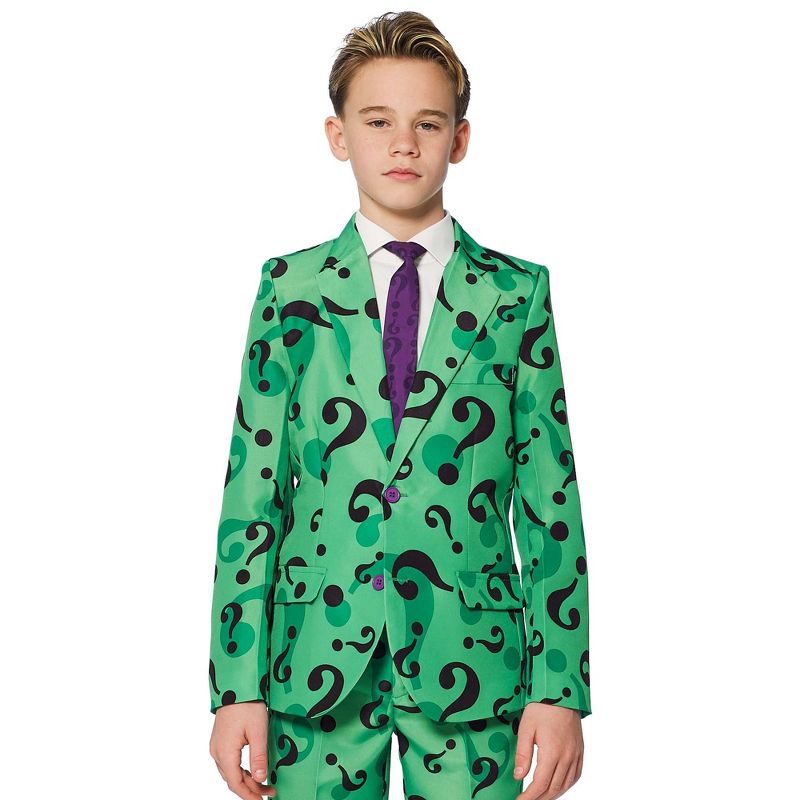 Suitmeister Boys Party Suit - The Riddler Costume - Green, 3 of 4