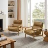 Art Leon Modern Leather and Oak Accent Chair - 3 of 4