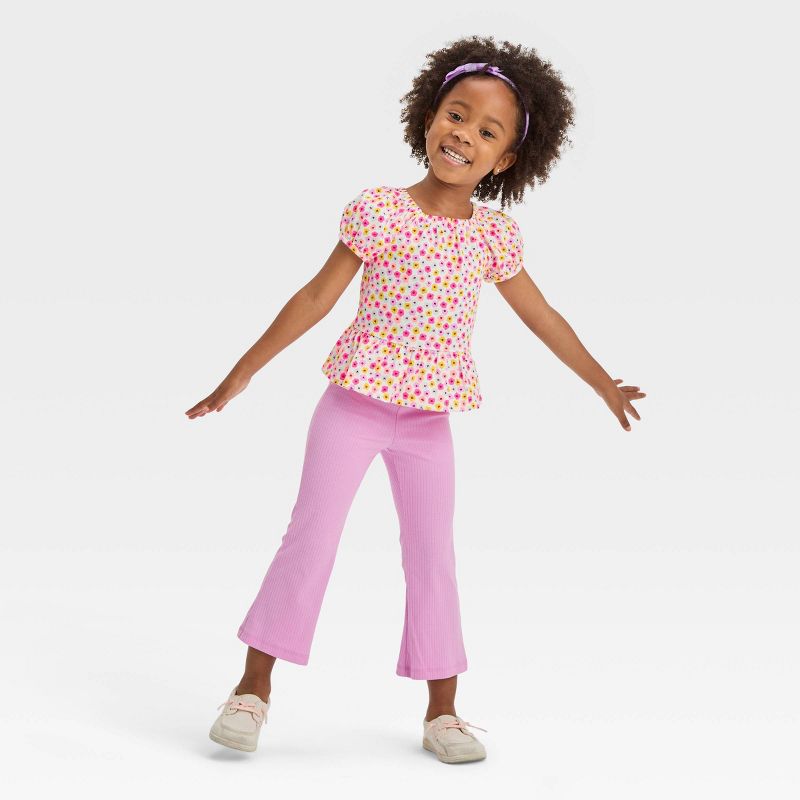 Toddler Girls' Floral Top & Leggings Set - Cat & Jack™ Purple, 1 of 7