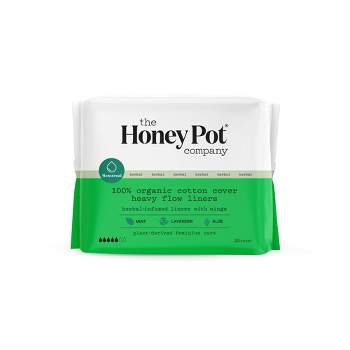 The Honey Pot Company Herbal Heavy Flow Pantiliners with Wings, Organic Cotton Cover - 20ct