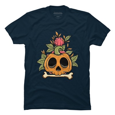 Men's Design By Humans Halloween with Rose Illustration By rukurustudio T-Shirt
