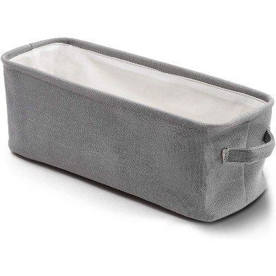 Gray Jute Fabric Storage Bin Basket Container Cubes Organizer with Handles Rectangular 16"x6"x5.25"