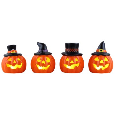 Mr. Halloween Set of 4 Mini Ceramic Jack-O-Lanterns