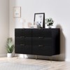 Sevobal Decorative Storage Cabinets, Rounded Corner Striped Six Door Cabinet, Modern Cabinet for Bedroom, Living Room, Black 43.3*13.8*30 - 2 of 4