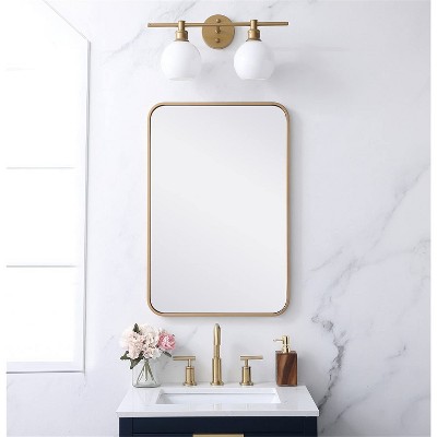 Evermore Contemporary 20x30" Gold Wood Bathroom Vanity Mirror