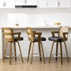 Bekrvio 26" Swivel Counter Height Bar Stools Set of 1/2/3/4,Faux Leather Upholstered Bar Chairs with Back & Arm for Kitchen Island,Black - 4 of 4