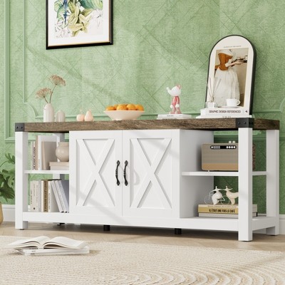 Whizmax TV Stand for 65 Inch TV, 60 Inch Entertainment Center with Storage, Farmhouse TV Console Table with Shelves for Bedroom
