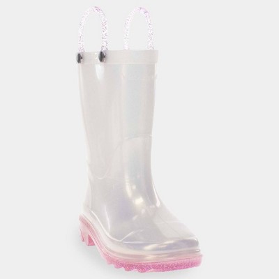 Western Chief Toddler Girls' Viola Light-Up Glitter Rain Boots - White/Purple