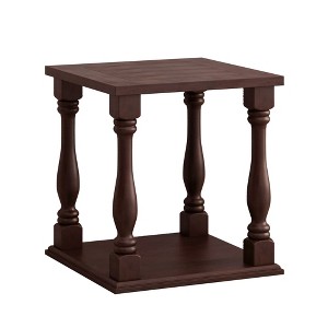 ChicFurnit Nightstand Antique Style Side Table with Rubbed Gris Finish for Living Room, Brown, 29.72"*7.68"*30.31" - 1 of 4