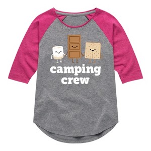 Girls' - Instant Message - Camping Crew Smores Shirt Tail Raglan Graphic T-shirt - 1 of 4