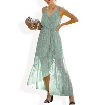 Anna-Kaci Women's Sleeveless V-Neck Wrap Maxi Dress with High-Low Hem for Casual Look
