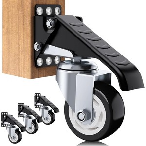 Hachikiko 4 Pack Workbench Casters Wheels - Heavy Duty Retractable 2.5" Stepdown Castors, Side Mount Rollers with Installation Template - 1 of 4