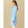 INSPIRE CHIC Women's Notch Lapel Double Breasted Belted Mid Long Outwear Winter Coat - 4 of 4