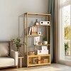 Artloge Large Natural Bamboo Bookshelf 70'' Tall Freestanding Storage Rack with Cabinet for Living Room Bedroom Hallway - 4 of 4