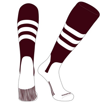 PEAR SOX OTC Baseball Softball Stirrup Socks (A, 5in) Maroon, White (M)