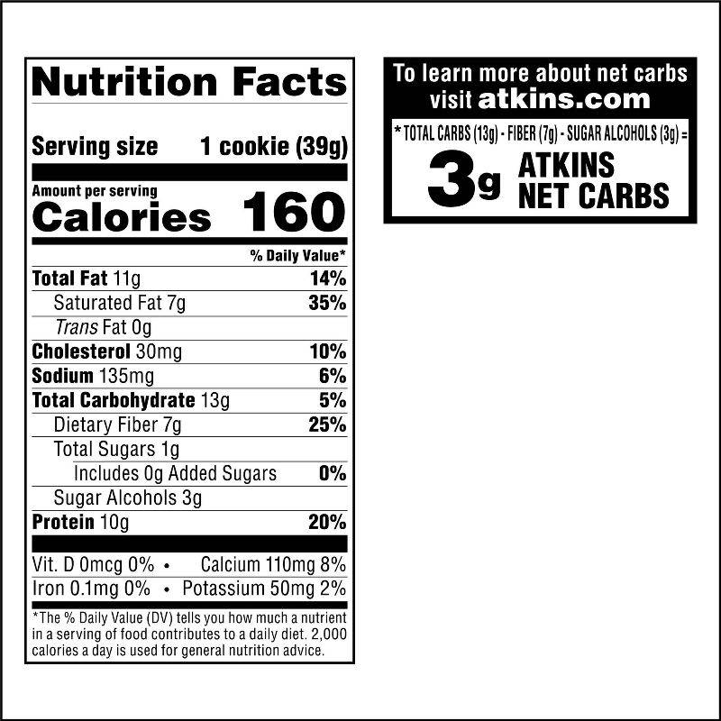 Atkins Chocolate Chip Protein Cookie - 4pk/5.5oz, 5 of 10