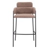 HomeRoots Set of Two 30" Brown and Black Faux Shearling and Steel Bar Height Bar Chairs - 4 of 4