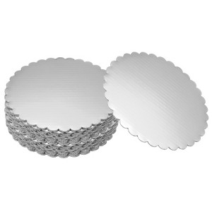 Unique Bargains Disposable Greaseproof Cardboard Scalloped Cake Platters 20 Pcs - 1 of 4