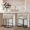 NEWLAYOUT Counter Height Bar Stools Set of 2, 24" Height Barstools for Dining Room, Upholstered Bar Chair for Kitchen Island, Beige - 2 of 4