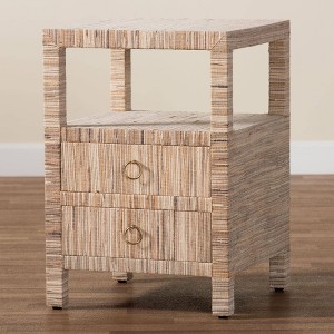 bali & pari Paine Woven Grasscloth 2 Drawer Nightstand Natural - 1 of 4