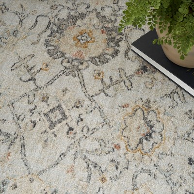 Handmade Gray Floral Synthetic 9' x 12' Area Rug