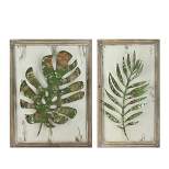 Melrose Set of 2 Rustic and Distressed Forest Green Leaf Framed Wall Plaques 19"