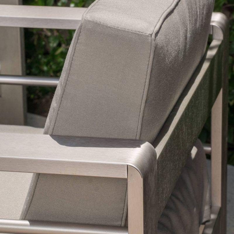 Cape Coral 11pc Aluminum Patio Collection - Silver/Natural/Khaki - Christopher Knight Home, 5 of 9