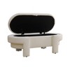 DOMETOUR Off-White Living Room Ottoman - Elegant Upholstered Footstool with Storage - 3 of 4