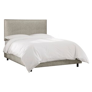 Twin Arcadia Nailbutton Metallic Upholstered Bed Groupie Pewter - Skyline Furniture, Groupie Silver