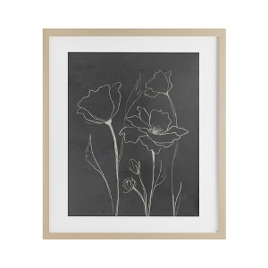 Stupell Industries Minimal Gray Poppies Framed Print Under Glass - 1 of 4
