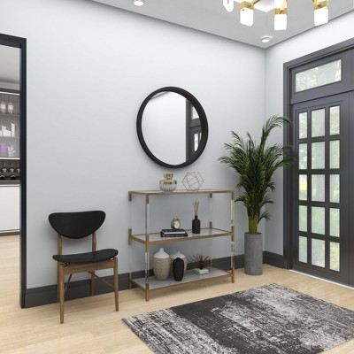 Elegant 32" Round Black Wood Framed Wall Mirror