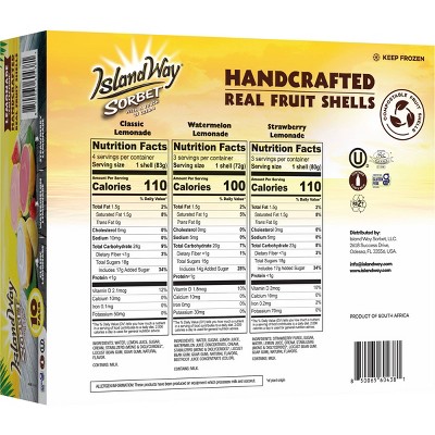 Island Way Sorbet Lemonade Sorbet - 30.4 fl oz/10ct