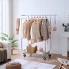 Double Clothing Rack with Shelves Clothing Racks on Wheels Rolling Clothes Rack,Heavy Duty Portable Collapsible Commercial Garment Rack - 4 of 4