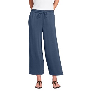 Lands' End Women's Sport Knit Pull On Drawstring Wide Leg Crop Pants - 1 of 3