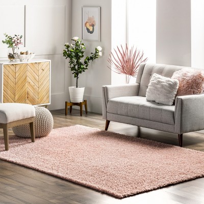 Easy-Care Reversible Pink Shaggy Sheepskin Synthetic Rug 3' x 5'