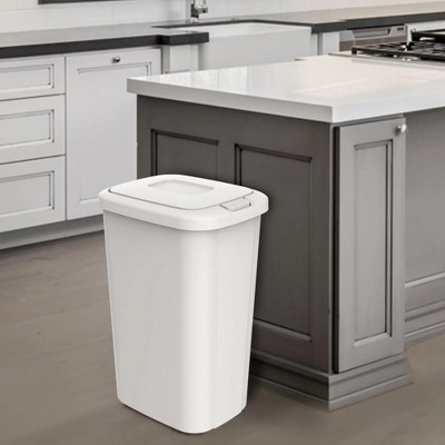 Hefty 13.3 Gallon White Plastic Touch Top Trash Can, 4 Pack