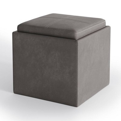 gray ottoman with tray