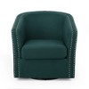 31.25'' Linen Fabric Swivel Club Chair with Barrel Tub Shape, Nailhead Accents, Iron Legs and Hand-Crafted Details - 2 of 4