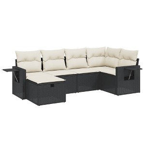 vidaXL Garden Sofa Set Black Poly Rattan, Powder-Coated Steel Large - 1 of 4