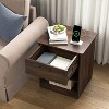 Resenkos Wood Nightstand With Charging Station, Bedside Table With Wood Drawers And Open Shelf, Night Stand With Storage For Bedroom, - 3 of 4