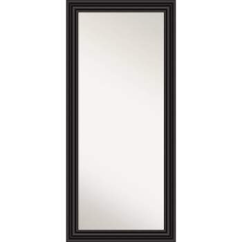 30" x 66" Non-Beveled Colonial Black Full Length Floor Leaner Mirror - Amanti Art