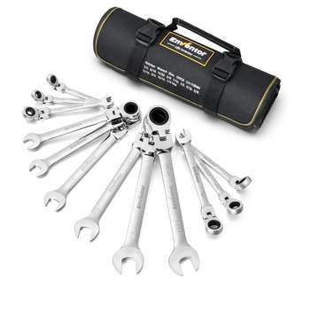 ENVENTOR Flex Head Ratcheting Wrench Set, 12 Pieces SAE 1/4-7/8 Inch, CRV Steel, 72-Teeth, with Rolling Pouch - 12 Pieces
