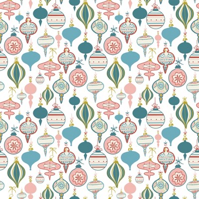 Waterleaf Paper Co. 100% Biodegradable, Compostable and Dissolvable Christmas Wrapping Paper, Mid-Century Ornaments, 18" W x 47" L (approx 6 sq-ft)